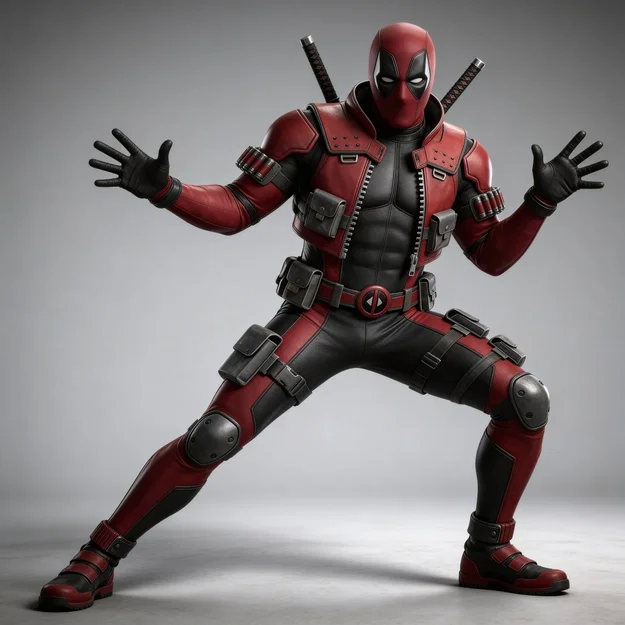 Mô hình Deadpool với Katanas - Thiết kế sắc nét cho in 3D - Image 1