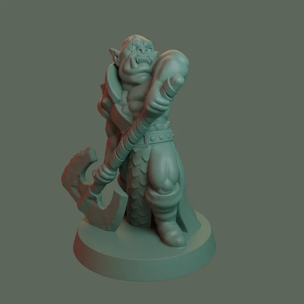 Mô hình Orc Berserker cầm rìu hai tay - In FDM không cần support - Image 2