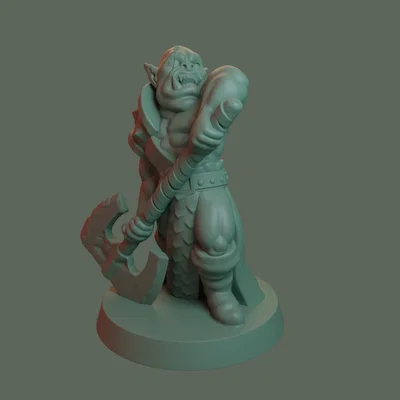 Mô hình Orc Berserker cầm rìu hai tay - In FDM không cần support