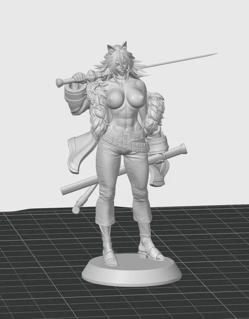 Mô hình 3D CatGirl Warrior ấn tượng cho người chơi figure - Image 2
