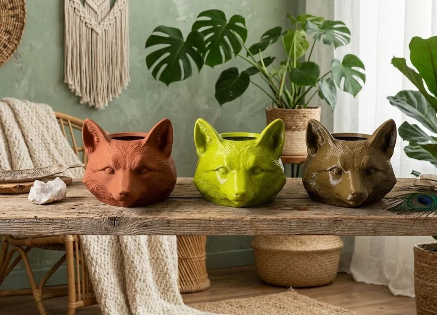 Chậu Trồng Sen Đá Hình Cáo Hình Học (Geometric Fox Succulent Planter) - Image 1