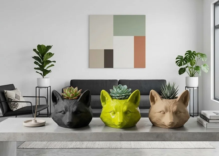 Chậu Trồng Sen Đá Hình Cáo Hình Học (Geometric Fox Succulent Planter) - Image 2