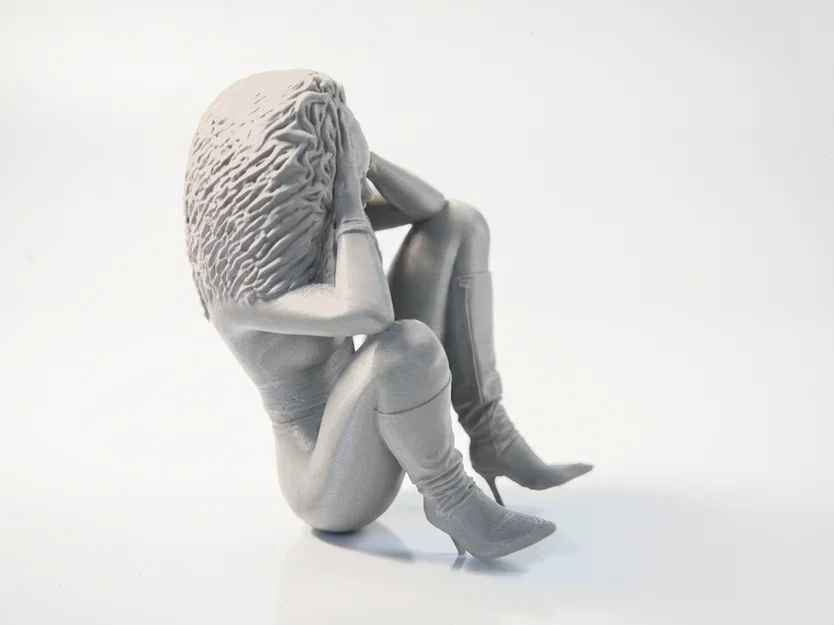 Mô hình tượng người phụ nữ trầm tư - File in 3D (Stressed Lady Figurine) - Image 3