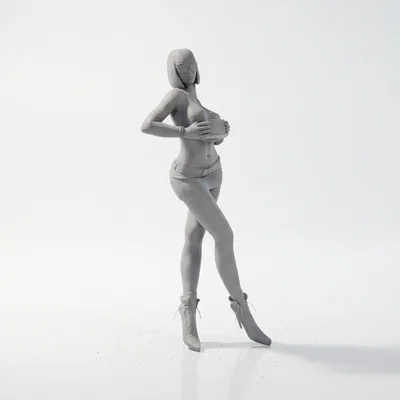 Mô hình 3D tượng quý cô váy ngắn thanh lịch - File in STL