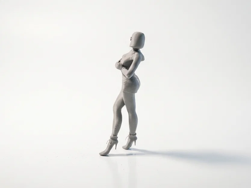 Mô hình 3D tượng quý cô váy ngắn thanh lịch - File in STL - Image 4