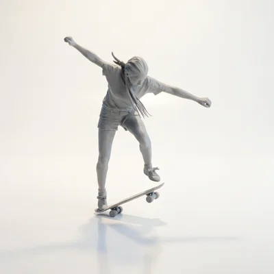 Mô hình nữ vận động viên trượt ván 3D (Skateboarding Lady Figurine)