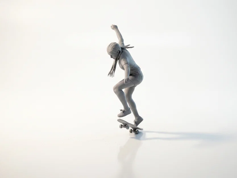 Mô hình nữ vận động viên trượt ván 3D (Skateboarding Lady Figurine) - Image 4