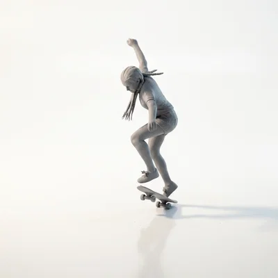 Mô hình nữ vận động viên trượt ván 3D (Skateboarding Lady Figurine)