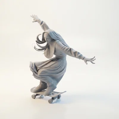 Mô hình 3D nữ tu trượt ván độc đáo