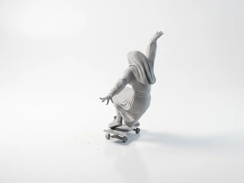 Mô hình 3D nữ tu trượt ván độc đáo - Image 4