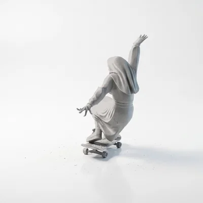 Mô hình 3D nữ tu trượt ván độc đáo