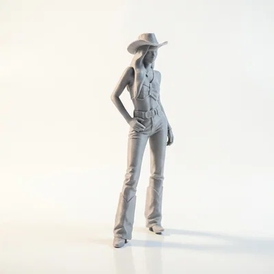 Mô hình Nữ Cao bồi - Tượng 3D Printable Phong cách Miền Tây