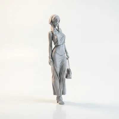 Mô hình tượng cô gái cầm túi xách thời trang in 3D