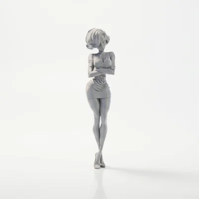 Mô hình tượng nữ Slim Lady khoanh tay - File in 3D