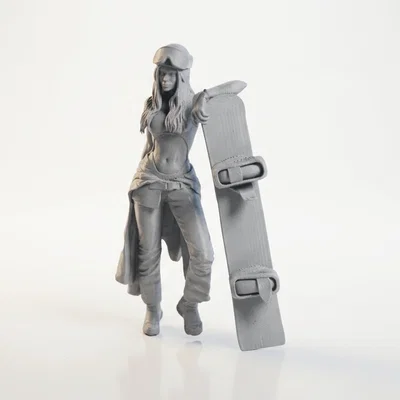 Mô hình nữ vận động viên trượt tuyết Snowboard Babe - In 3D