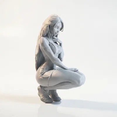 Mô hình 3D Nữ Vận động viên Squat (Athletic Woman Squatting Figurine)