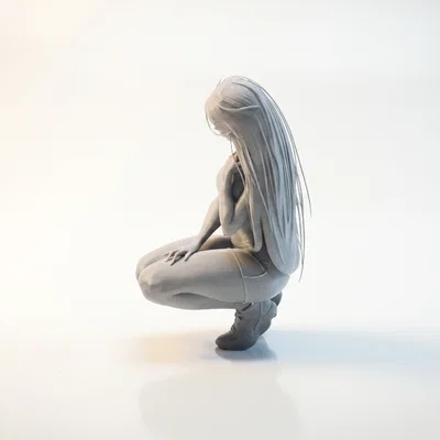Mô hình 3D Nữ Vận động viên Squat (Athletic Woman Squatting Figurine)