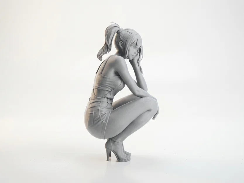 Mô hình 3D tượng cô gái ngồi xổm - Tượng nữ nghệ thuật - Image 2