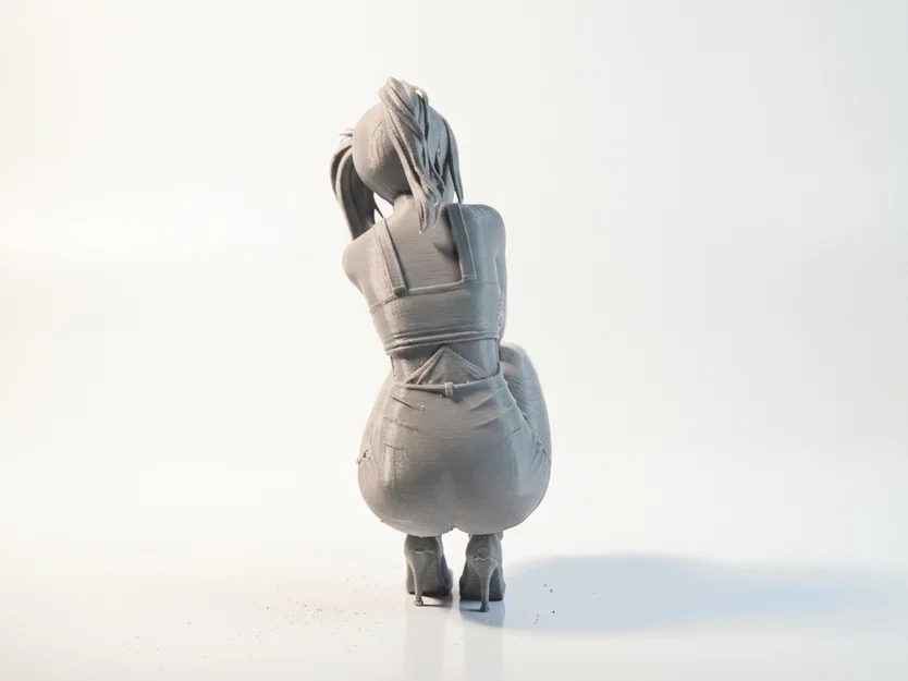 Mô hình 3D tượng cô gái ngồi xổm - Tượng nữ nghệ thuật - Image 3