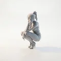 Mô hình 3D tượng cô gái ngồi xổm - Tượng nữ nghệ thuật - Thumbnail 4