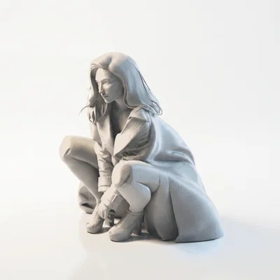 Mô hình tượng nữ ngồi xổm - File 3D in ấn chi tiết
