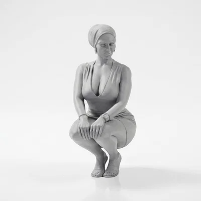 Mô hình 3D tượng nữ nghệ thuật dáng ngồi