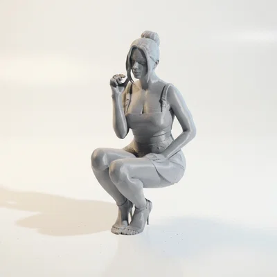 Mô hình 3D tượng nữ ngồi xổm - Squatting Lady Figurine