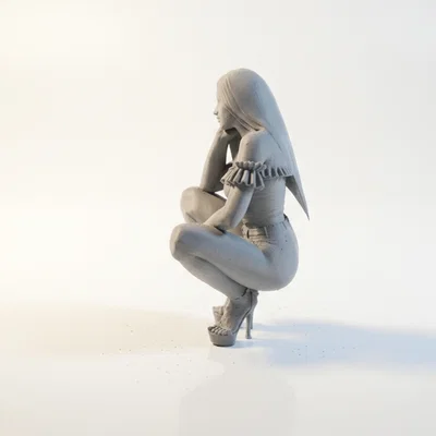 Mô hình tượng nữ ngồi xổm - File in 3D nghệ thuật