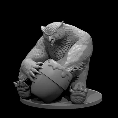 Mô hình Owlbear đang thưởng thức mật ong