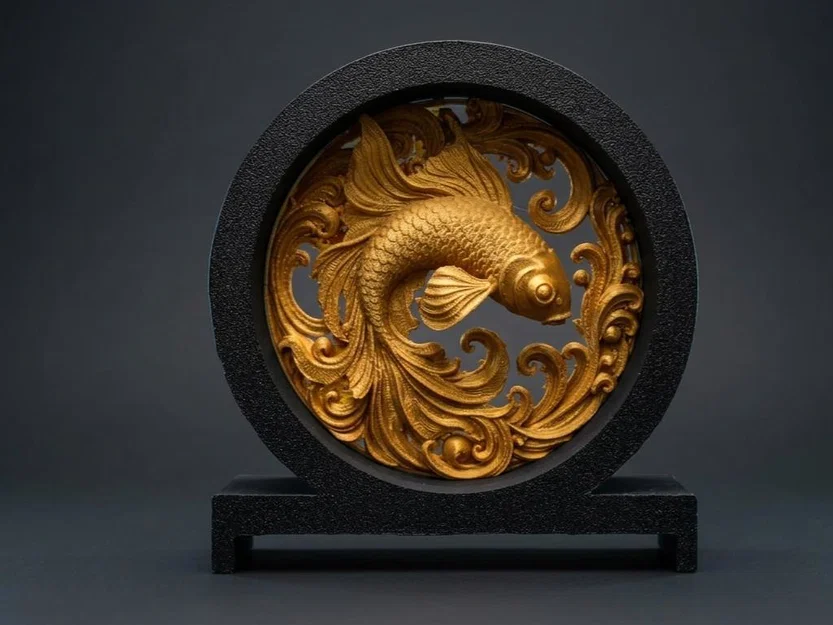 Mô hình trang trí để bàn Koi Fish Diorama nghệ thuật - Image 1