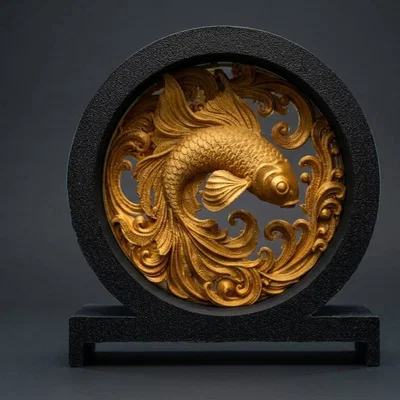 Mô hình trang trí để bàn Koi Fish Diorama nghệ thuật