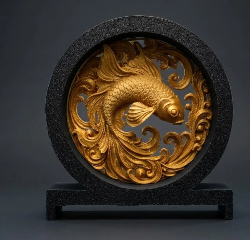 Mô hình trang trí để bàn Koi Fish Diorama nghệ thuật