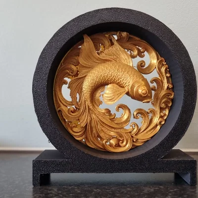Mô hình trang trí để bàn Koi Fish Diorama nghệ thuật