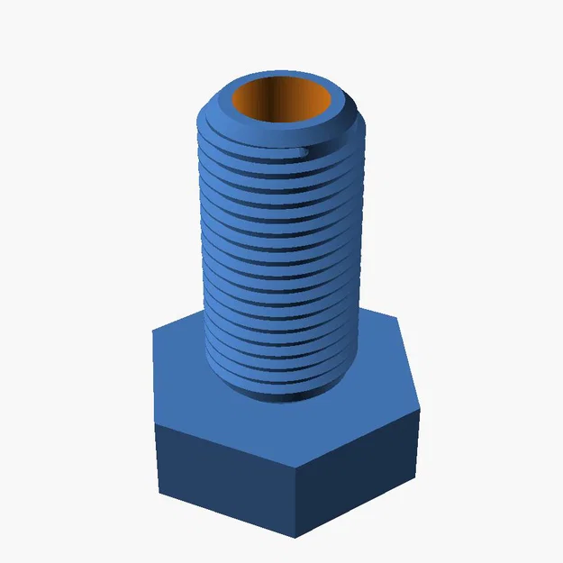 Bulông lục giác M10 có lỗ xuyên tâm 5.8mm in 3D - Image 1