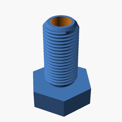 Bulông lục giác M10 có lỗ xuyên tâm 5.8mm in 3D