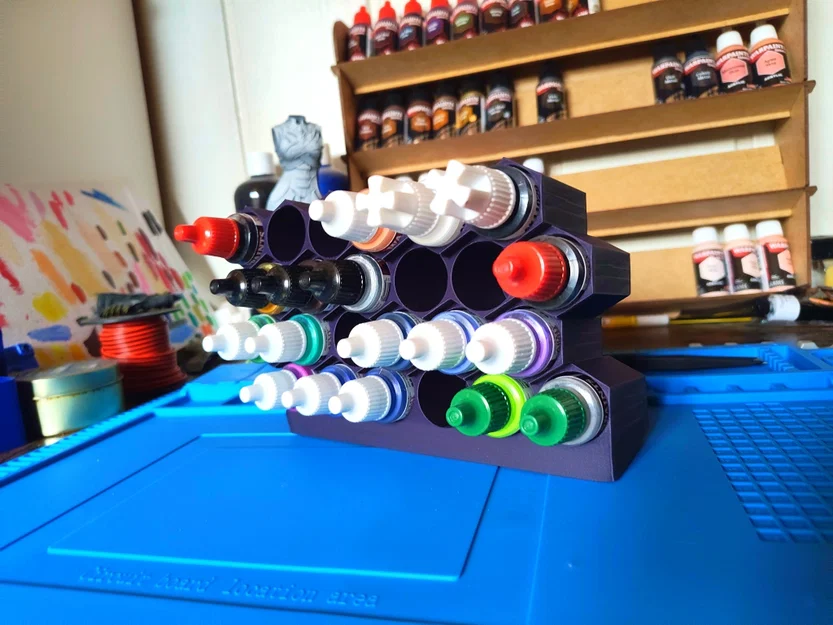 Kệ để chai màu vẽ acrylic 25mm - Giải pháp sắp xếp góc làm việc 3D - Image 1