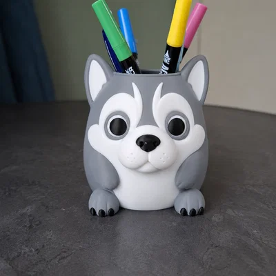 Ống cắm bút hình cún Husky siêu dễ thương