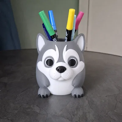 Ống cắm bút hình cún Husky siêu dễ thương