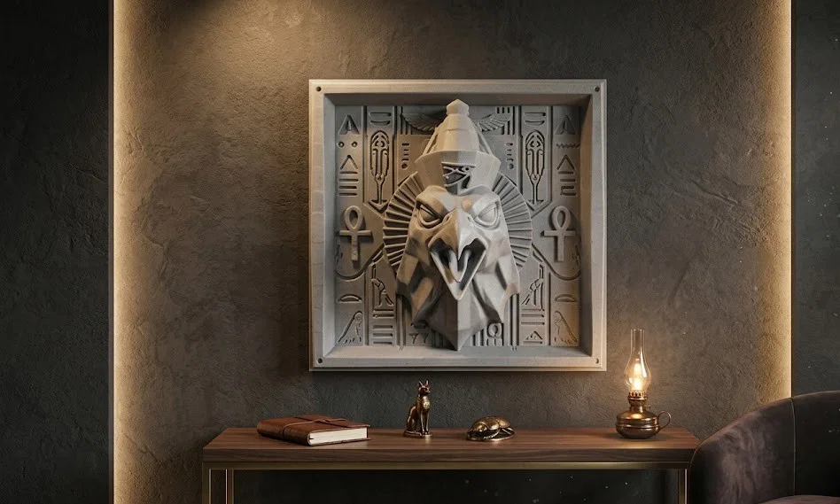 Tác phẩm điêu khắc treo tường 3D thần Horus Ai Cập - Image 1