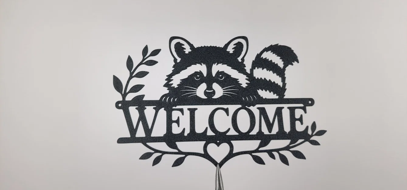 Tranh treo tường 2D Raccoon Welcome Sign - Image 3