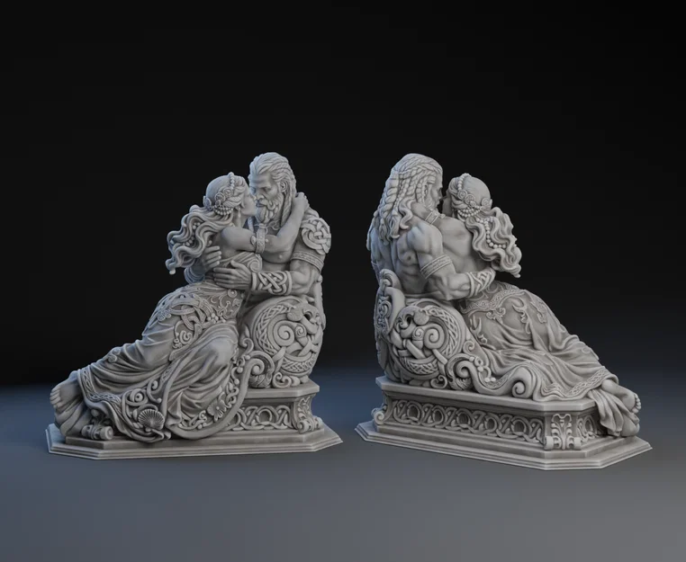 Tượng in 3D Norse Romance: Tác phẩm nghệ thuật Viking lãng mạn - Image 1