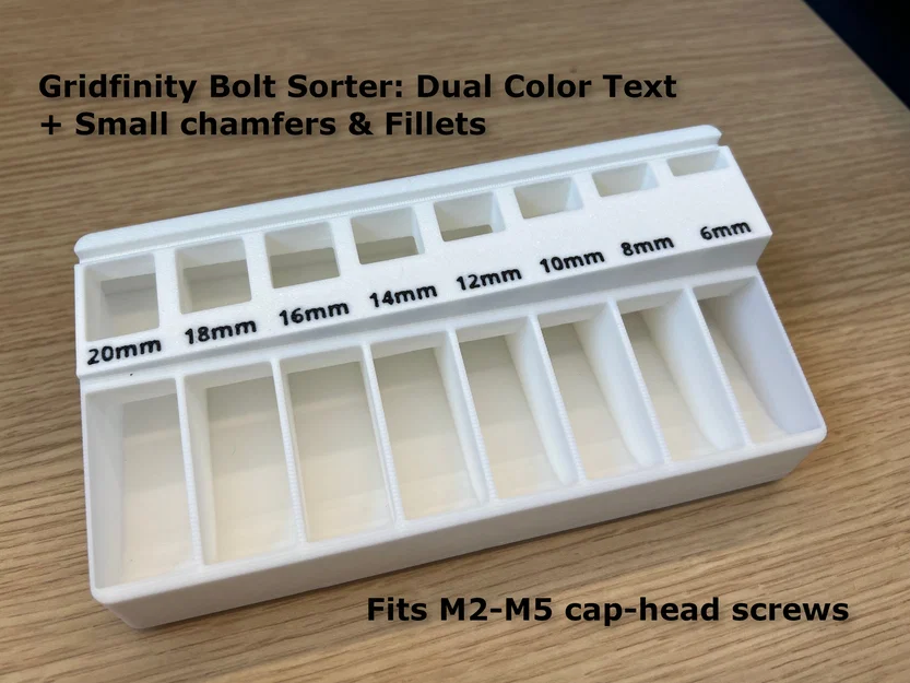 Khay phân loại ốc vít Gridfinity: Chữ hai màu - Image 1