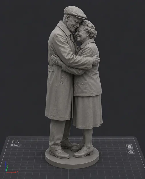 Mô hình 3D Cặp Đôi Già Ôm Nhau đầy tình cảm dành cho in 3D - Image 1
