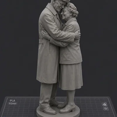 Mô hình 3D Cặp Đôi Già Ôm Nhau đầy tình cảm dành cho in 3D