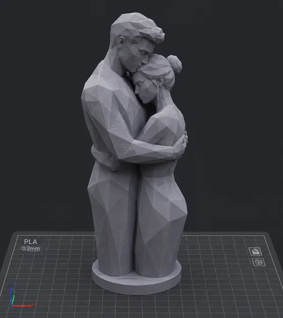 Mô hình 3D cặp đôi ôm nhau (Love Couple) phong cách Low Poly - Image 1