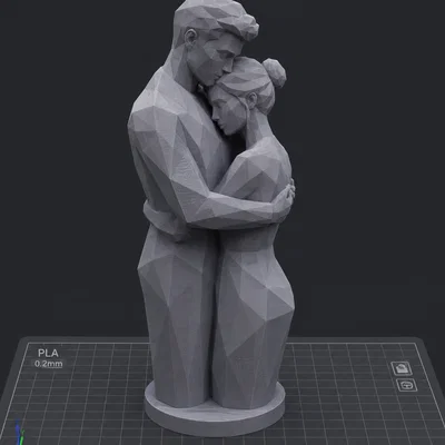 Mô hình 3D cặp đôi ôm nhau (Love Couple) phong cách Low Poly