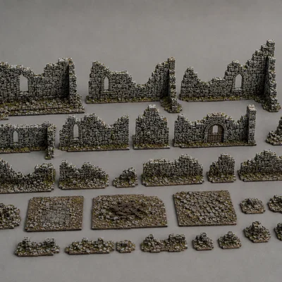Bộ mô hình tường thành và tàn tích 3D cho sa bàn diorama