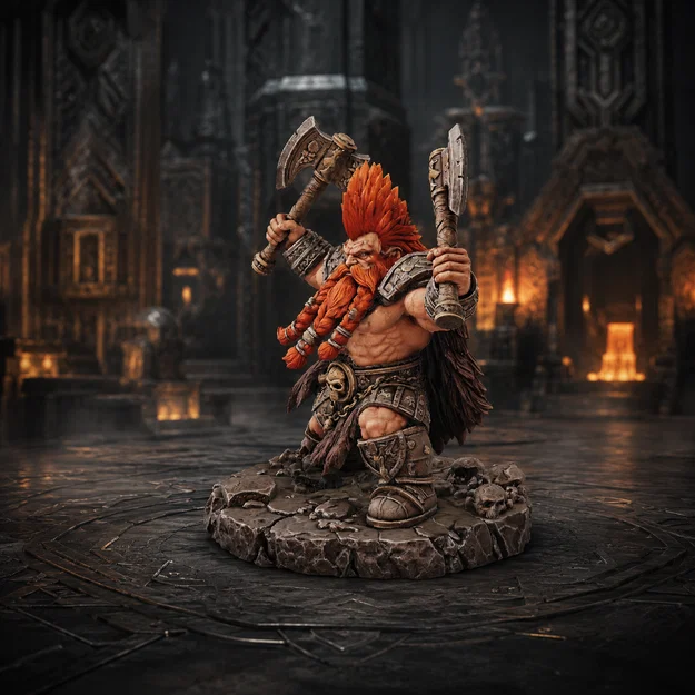Bloodbound Realms – Dwarves – Slayer (Mô hình Miniature in 3D Dark Fantasy STL) - Image 2