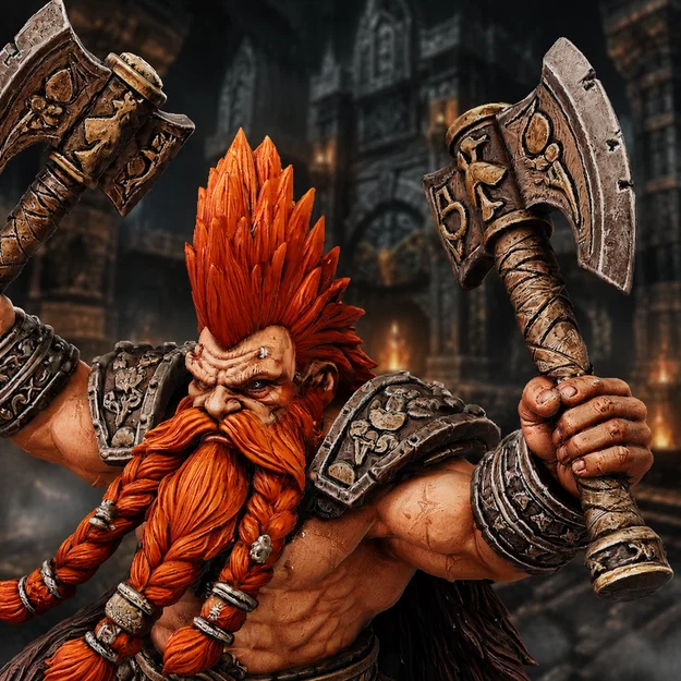 Bloodbound Realms – Dwarves – Slayer (Mô hình Miniature in 3D Dark Fantasy STL) - Image 4