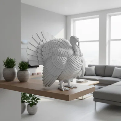 Mô hình gà tây Low Poly trang trí 3D